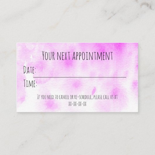 Carte De Visite Rappel de nomination (Dos)