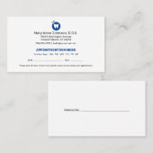 Carte De Visite Rappel de nomination d'un dentiste | Bureau dentai (Devant / Derrière)