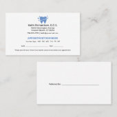 Carte De Visite Rappel de nomination d'un dentiste | Bureau dentai (Devant / Derrière)