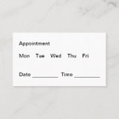 Carte De Visite Rappel de nomination d'un dentiste moderne (Dos)