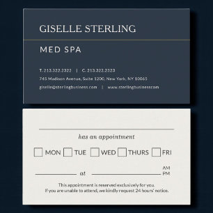 Carte De Visite Rappel de rendez-vous au bureau du Med Spa