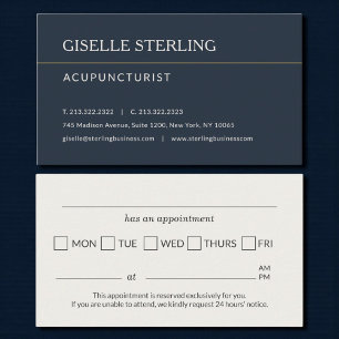 Carte De Visite Rappel de rendez-vous au cabinet d'acupuncture