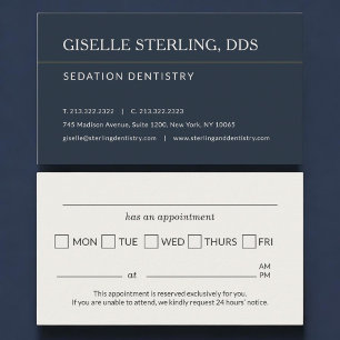 Carte De Visite Rappel de rendez-vous au cabinet de dentisterie sé