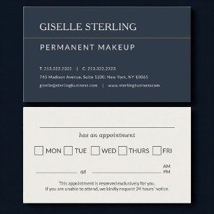 Carte De Visite Rappel de rendez-vous au cabinet de maquillage per