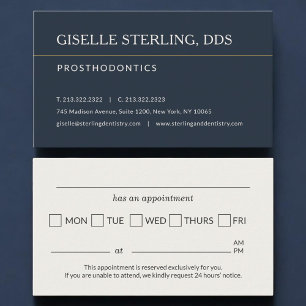 Carte De Visite Rappel de rendez-vous au cabinet de prothèses dent