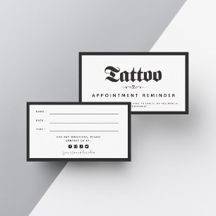 Carte De Visite Rappel de rendez-vous au salon de tatouage audacie