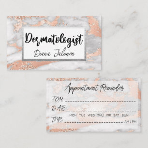 Carte De Visite Rappel de rendez-vous chez le dermatologue Rose Ma