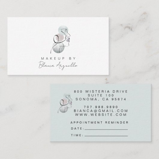 Carte De Visite Rappel de rendez-vous d'artiste maquillage et Cart (Devant / Derrière)