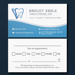 Carte De Visite Rappel de rendez-vous de bureau de dentiste brosse