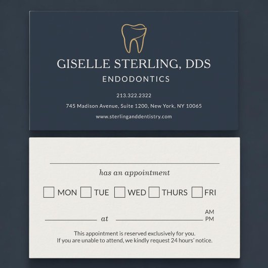 Carte De Visite Rappel de rendez-vous de dentisterie endodontique