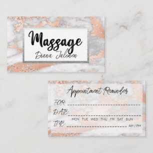 Carte De Visite Rappel de rendez-vous de massage 100 Marbre Rose