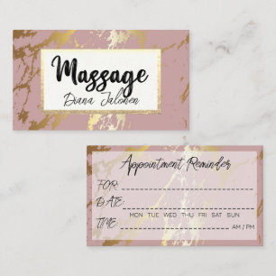 Carte De Visite Rappel de rendez-vous de massage 100 Marbre Rose