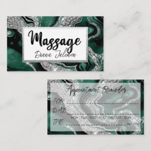 Carte De Visite Rappel de rendez-vous de massage  Marbre Vert Arge