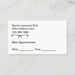 Carte De Visite Rappel de rendez-vous de patient chez l'optométris