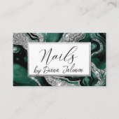 Carte De Visite Rappel de rendez-vous des ongles Marbre vert argen (Devant)