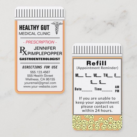 Carte De Visite Rappel de rendez-vous GASTROENTEROLOGIST (Devant / Derrière)