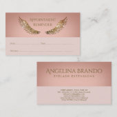 Carte De Visite Rappel de rendez-vous Gold Sparkle Lashes Rose (Devant / Derrière)