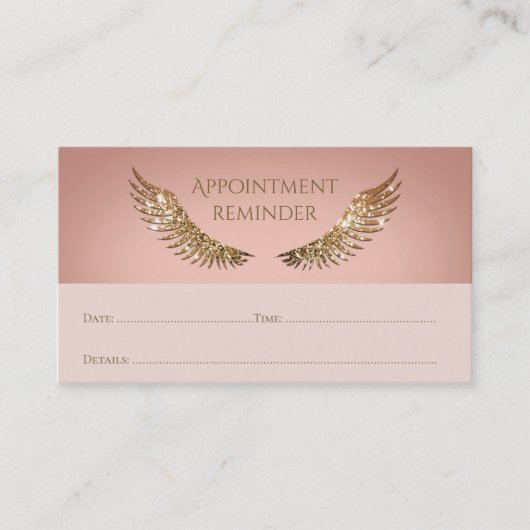 Carte De Visite Rappel de rendez-vous Gold Sparkle Lashes Rose (Devant)