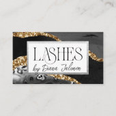 Carte De Visite Rappel de rendez-vous Lashes Marbre noir or (Devant)