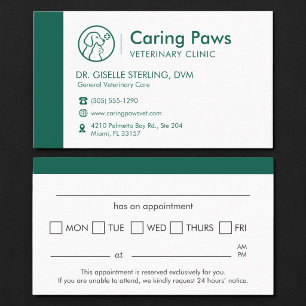 Carte De Visite Rappel de rendez-vous minimal pour clinique vétéri