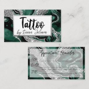 Carte De Visite Rappel de rendez-vous pour artiste de tatouage ver