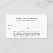 Carte De Visite Rappel de rendez-vous pour le gardien de chiens (Dos)