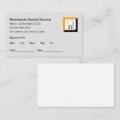 Carte De Visite Rappel de rendez-vous pour le patient dentiste (Devant / Derrière)