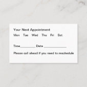 Carte De Visite Rappel de rendez-vous pour l'élevage de chiens Car (Dos)