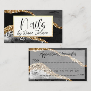 Carte De Visite Rappel de rendez-vous pour les ongles Marbre noir