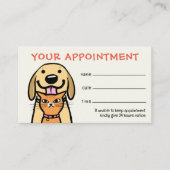 Carte De Visite Rappel de rendez-vous pour les soins aux animaux d (Devant)
