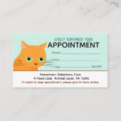 Carte De Visite Rappel de rendez-vous pour les soins pour animaux  (Devant)