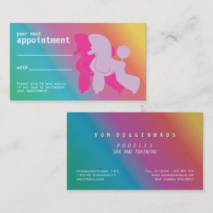 Carte De Visite Rappel de rendez-vous pour Poodle rose et mauve 