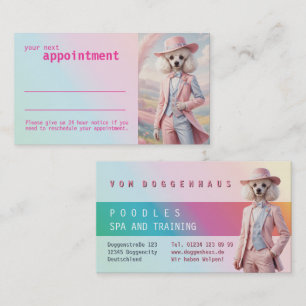 Carte De Visite Rappel de rendez-vous pour Poodle rose et rose Ent