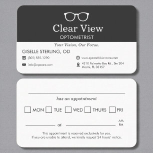 Carte De Visite Rappel de rendez-vous pour un examen de la vue che