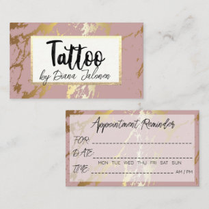 Carte De Visite Rappel de rendez-vous pour un tatoueur 100 Rose de