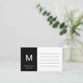 Carte De Visite Rappel Initial Minimal Noir (Debout devant)