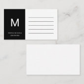 Carte De Visite Rappel Initial Minimal Noir (Devant / Derrière)