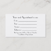 Carte De Visite Rappel professionnel du coiffeur (Dos)