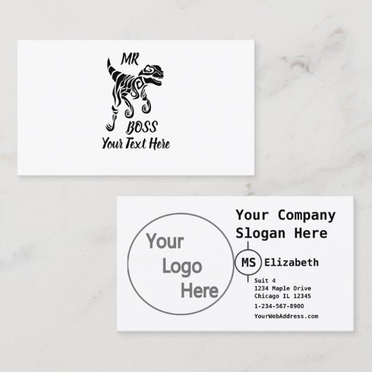 Carte De Visite Raptor noir (Devant / Derrière)