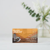 Carte De Visite Rasoir de barbier rustique orange (Debout devant)