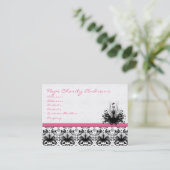 Carte De Visite Raspberry rose Mode Diva Damask (Debout devant)