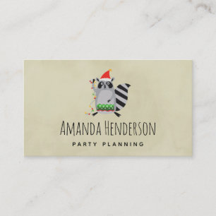 Carte De Visite Raton laveur au chapeau de Père Noël emmêlé dans l