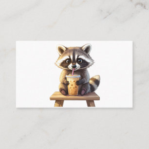 Carte De Visite Raton laveur buvant du café glacé