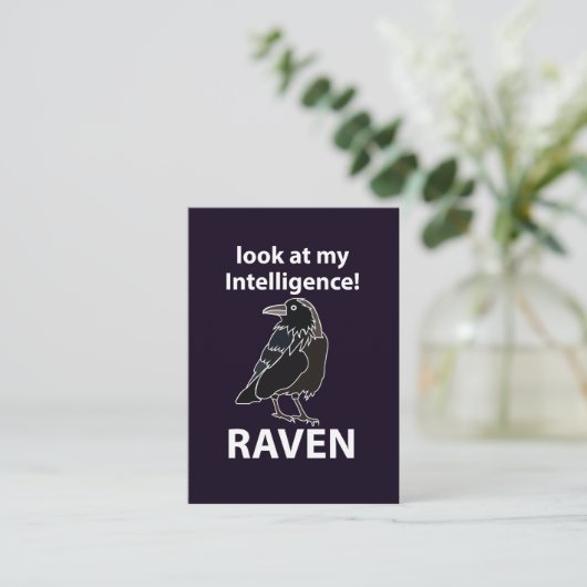 Carte De Visite Raven Regarde Mon Corbeau D'Intelligence (Debout devant)