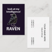 Carte De Visite Raven Regarde Mon Corbeau D'Intelligence (Devant / Derrière)