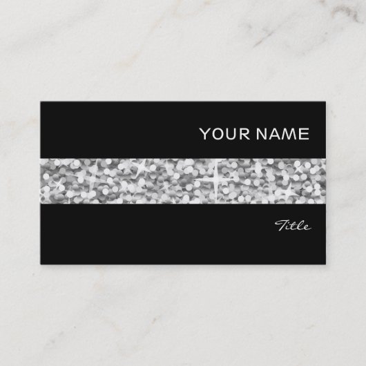 Carte de visite rayé "Argent" Glitz noir (Devant)