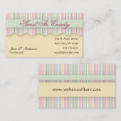 Carte de visite rayé de sucrerie rose et verte (Devant / Derrière)