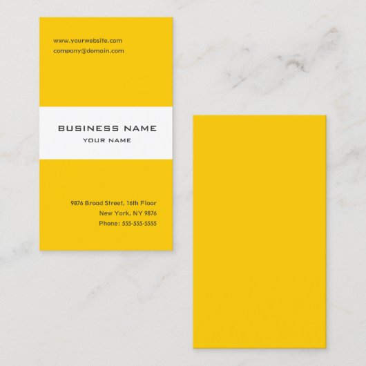 Carte de visite rayé jaune et blanc Tangerine (Devant / Derrière)