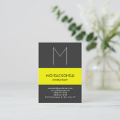 Carte de visite rayé jaune monogramme gris moderne (Debout devant)