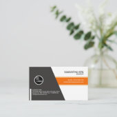 Carte de visite rayé orange élégant d'ingénieur (Debout devant)